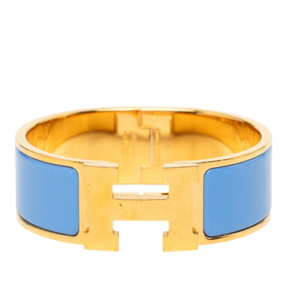 Hermes Clic Clac H PM Bracelet Bangle Blue Gold Plated Enamel Women's HERMES